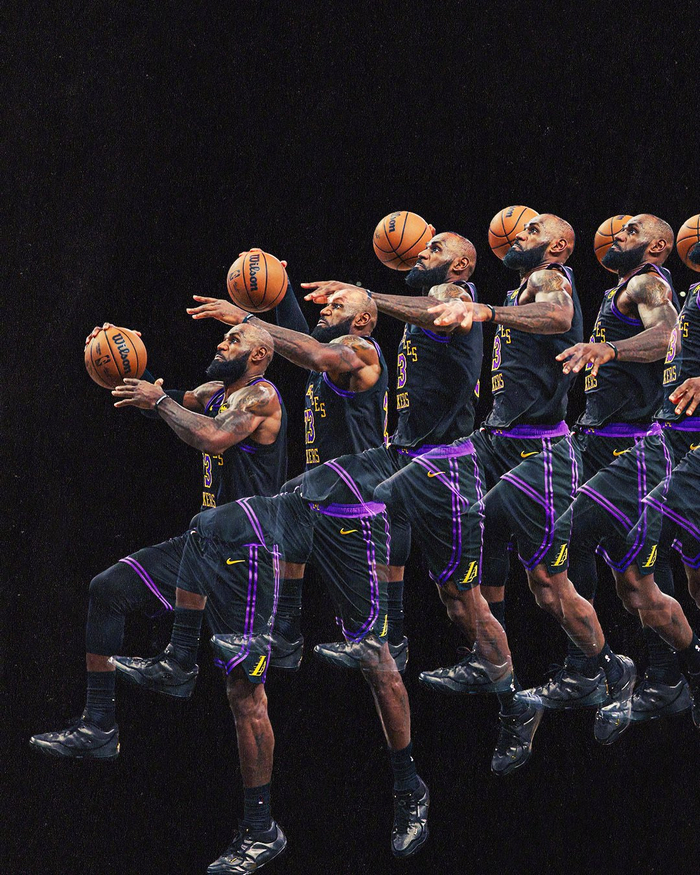 湖人官方发布詹姆斯扣篮特效图引爆社交媒体