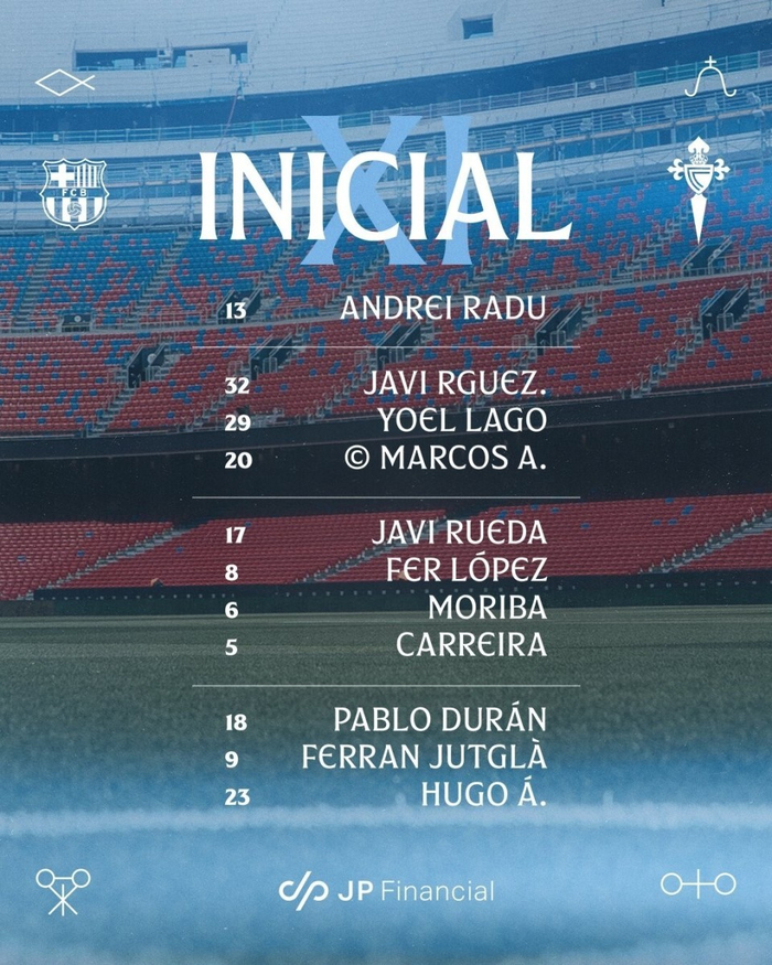 巴萨赛前公布首发阵容 亚马尔奥尔莫搭档引热议